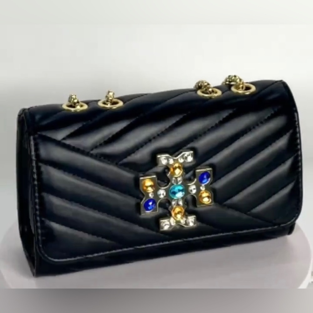 Classic Square Shoulder Bag, Faux Leather Sling Chain Purse. Great for work!